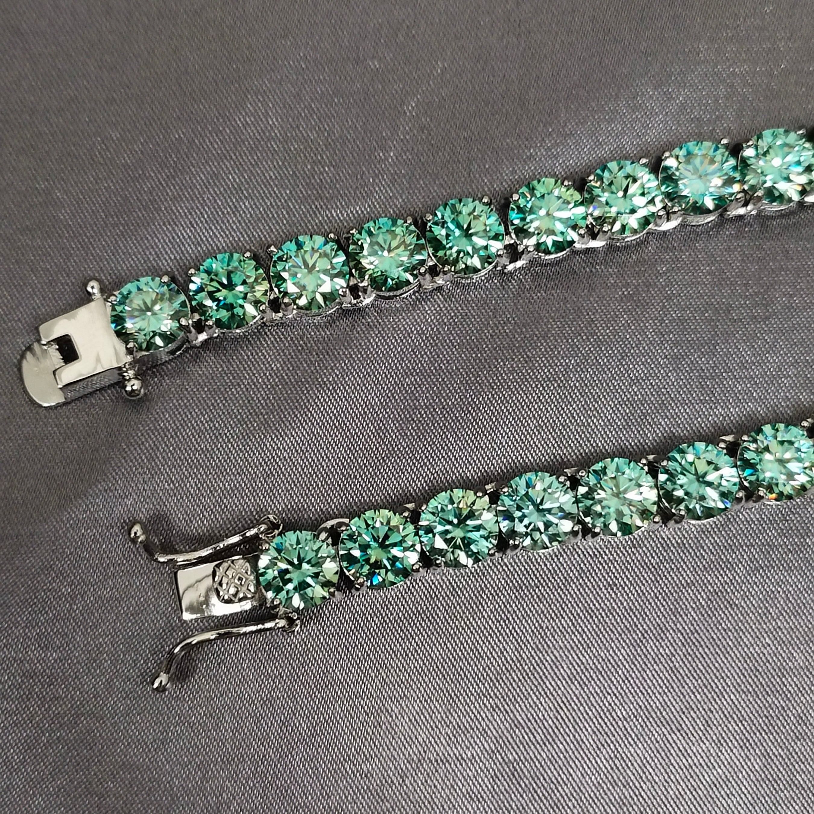 VVS Jewelry hip hop jewelry VVS Jewelry Rare Blue/Green 925 Sterling Silver Moissanite Tennis Chain