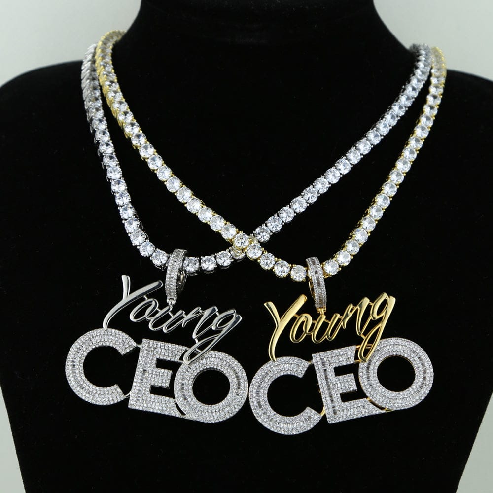 VVS Jewelry hip hop jewelry Young CEO Two Tone Iced Pendant Necklace