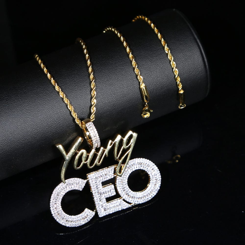 VVS Jewelry hip hop jewelry Young CEO Two Tone Iced Pendant Necklace