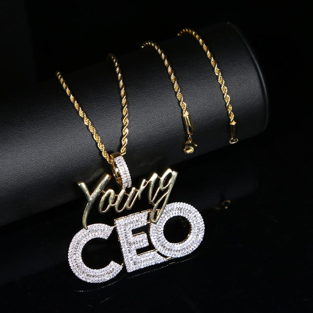 VVS Jewelry hip hop jewelry Young CEO Two Tone Iced Pendant Necklace
