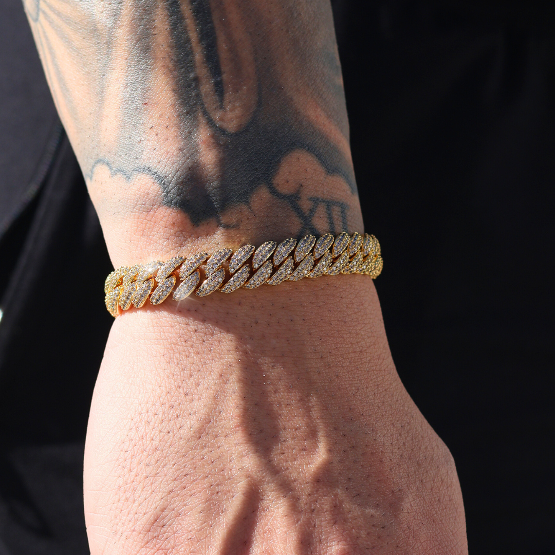 10mm Gold Iced Cuban Bracelet