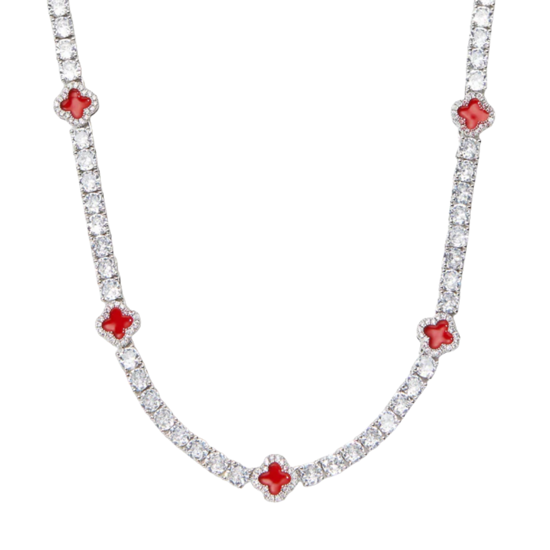 Red Clover Tennis Chain (Gold) - 4mm