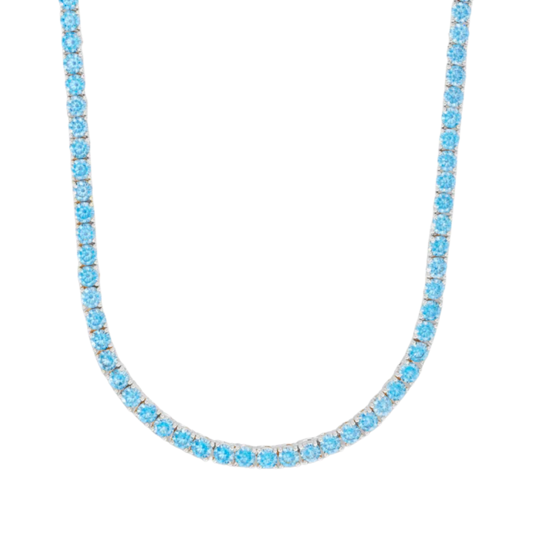 Blue Diamonds Tennis Chain (Silver) - 4mm