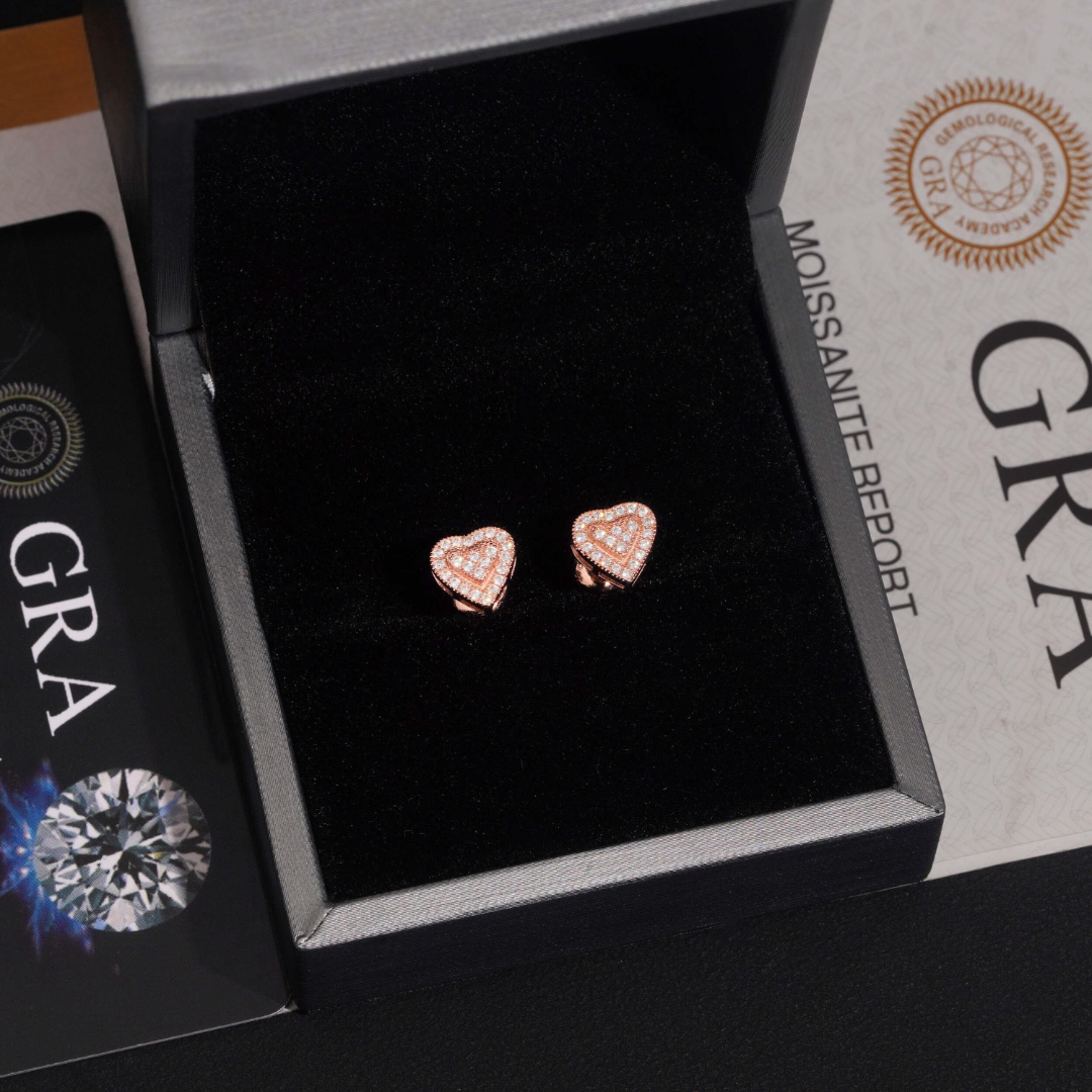8MM Heart VVS Moissanite Stud Earrings