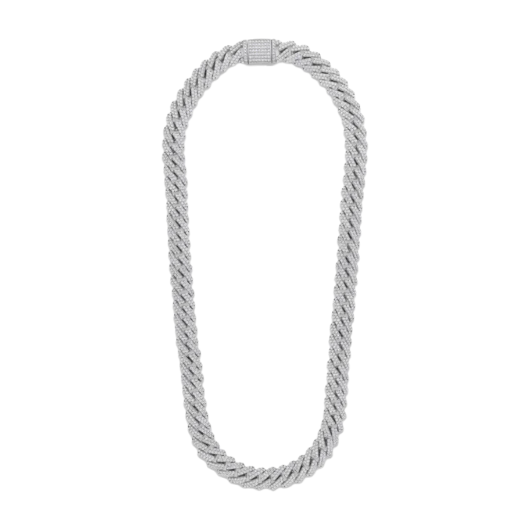 Iced Prong Cuban Chain (Silver) - 12mm