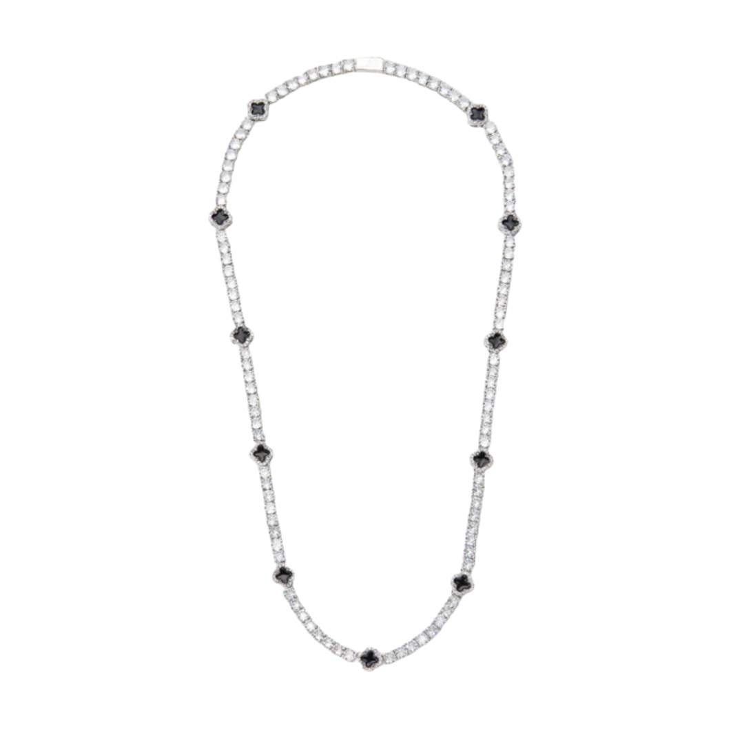 Black Clover Tennis Chain (Silver) - 4mm