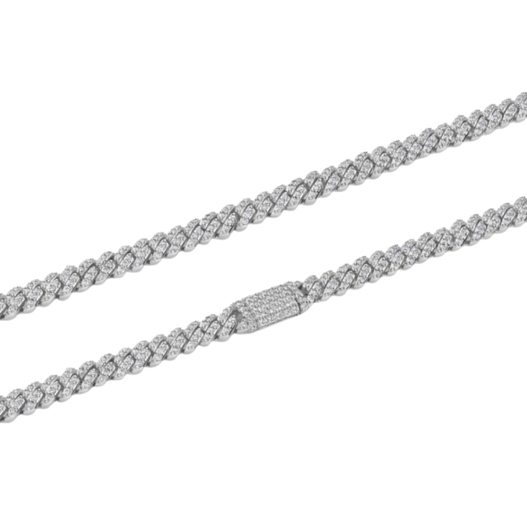Iced Micro Prong Cuban Chain (Silver) - 6mm