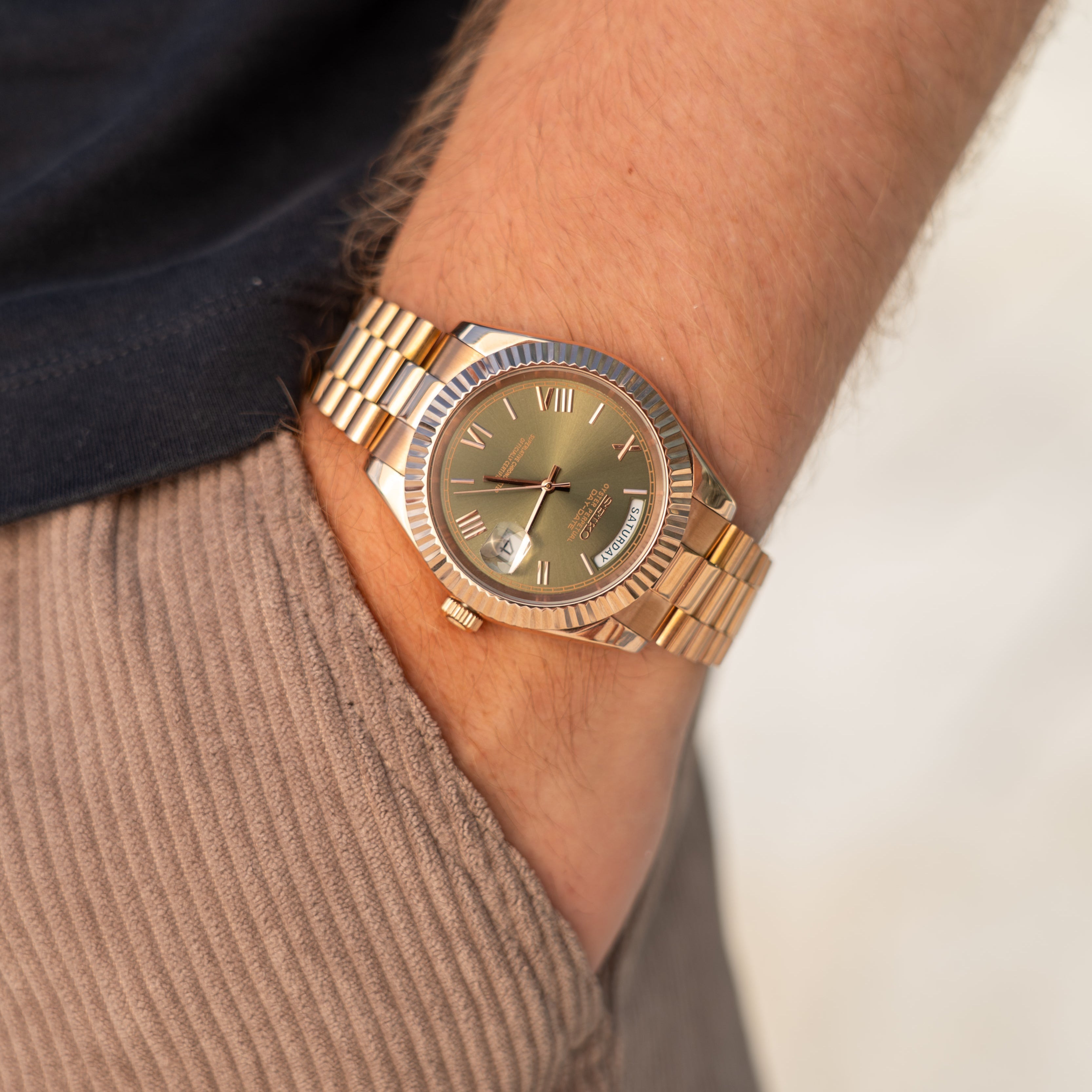Seiko Mod Datejust – Rose Gold & Olive Green
