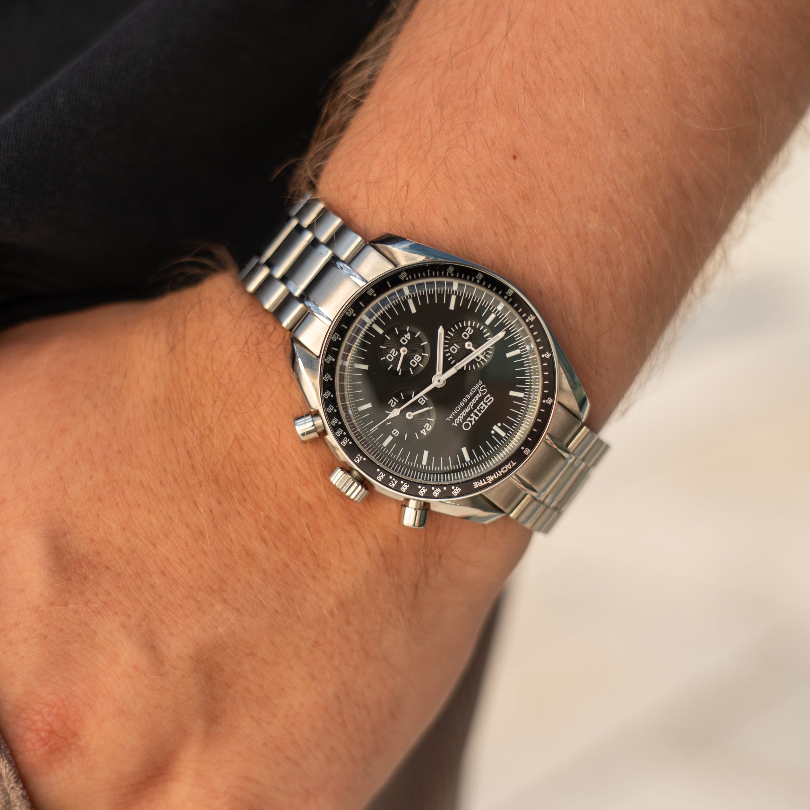 Seiko Mod Speedmaster Moonwatch | Black