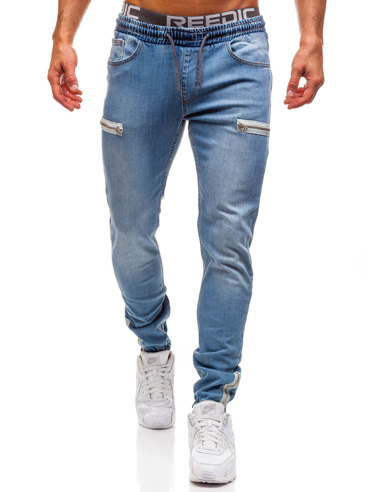 Frosted Zipper Design Casual Jeans