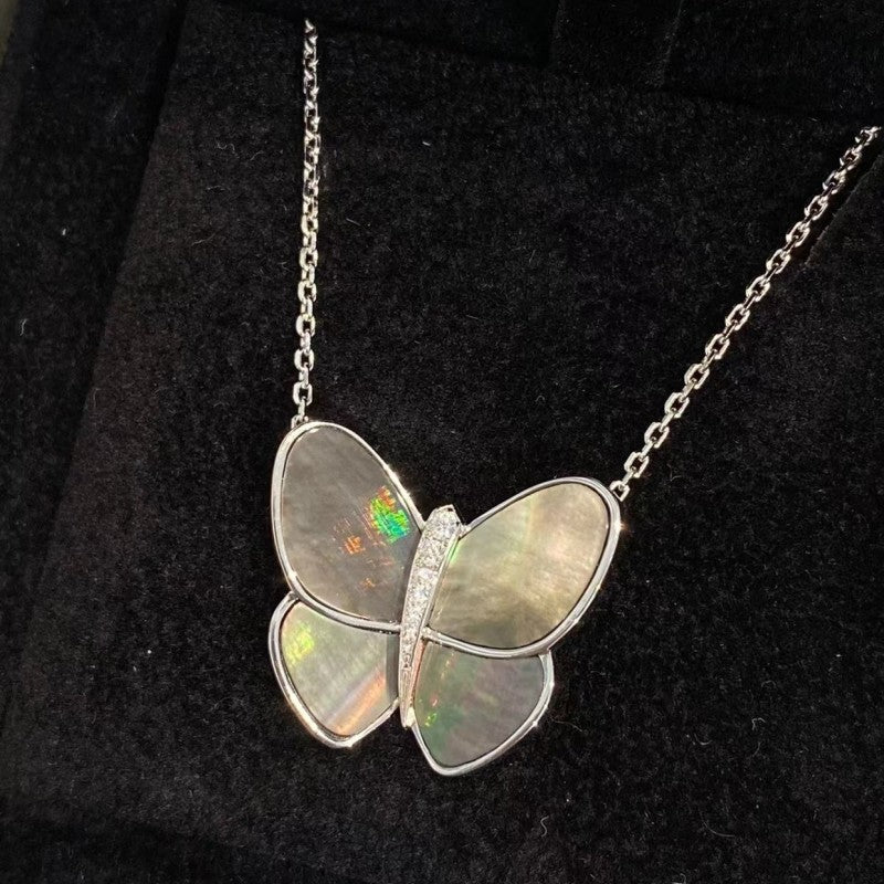Vanity Butterfly Necklace - 925 sterling silver & Mother of Pearl - High Quality Dupe