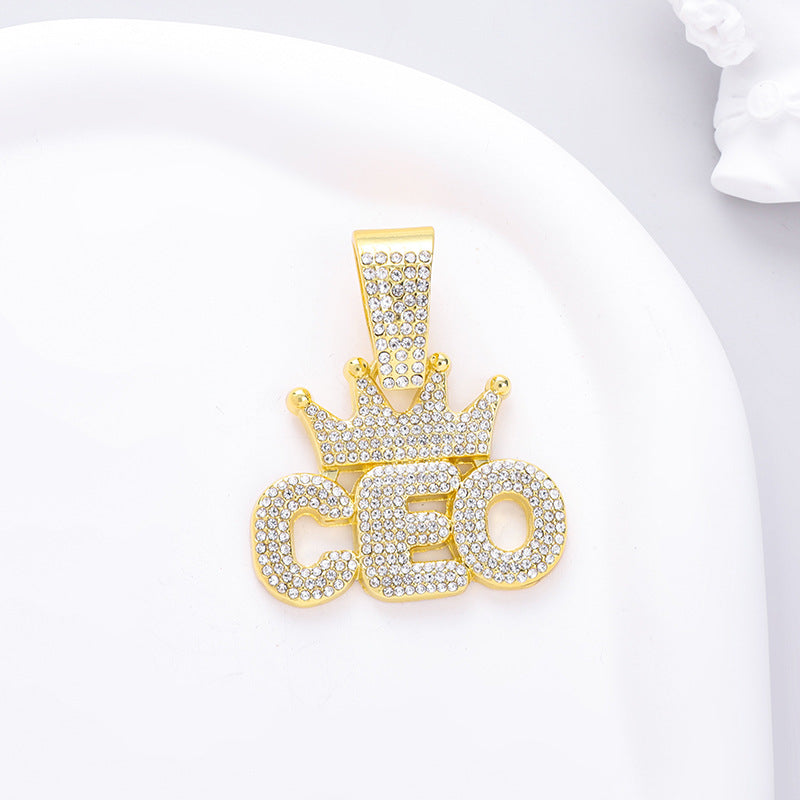 Crowned CEO Iced Out Pendant Necklace