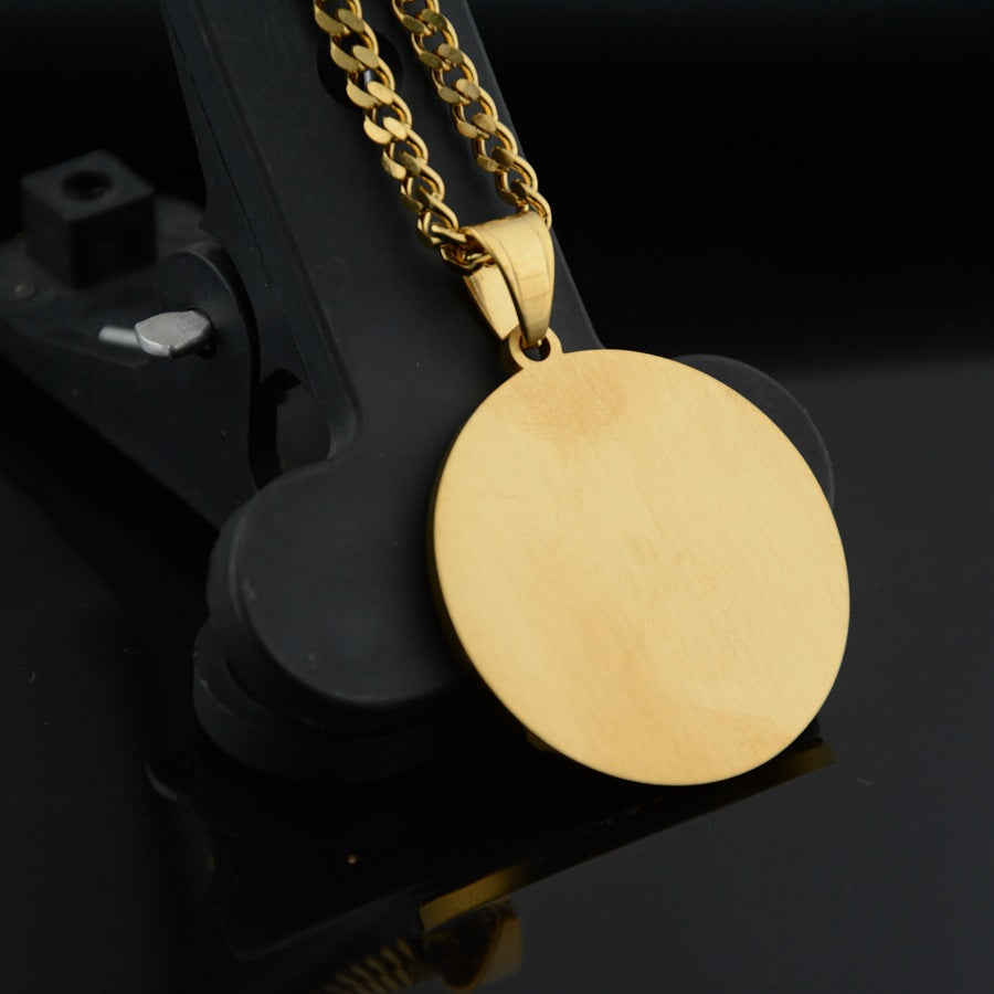 Iced Bezel 14k Gold Centenario Pendant Necklace