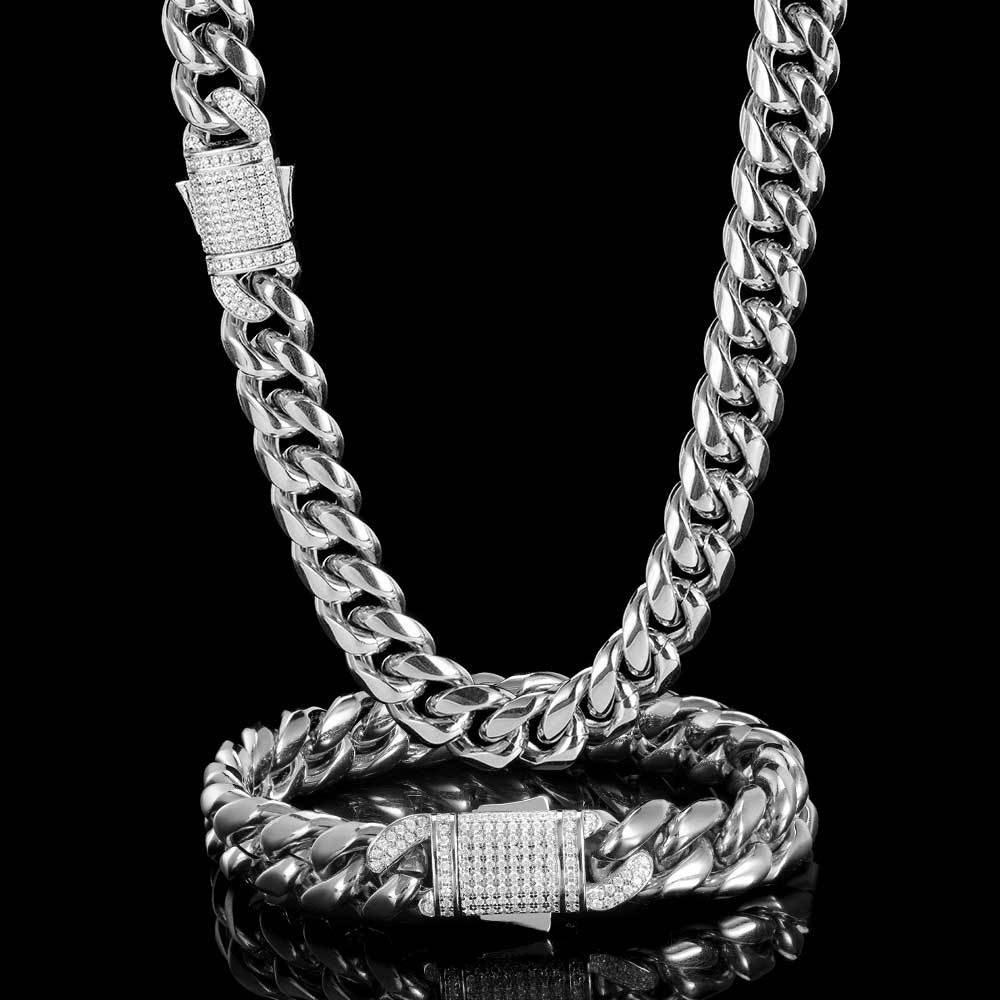 VVS Jewelry 316L Stainless Steel 18k Gold/Silver Cuban Chain + FREE Bracelet Bundle