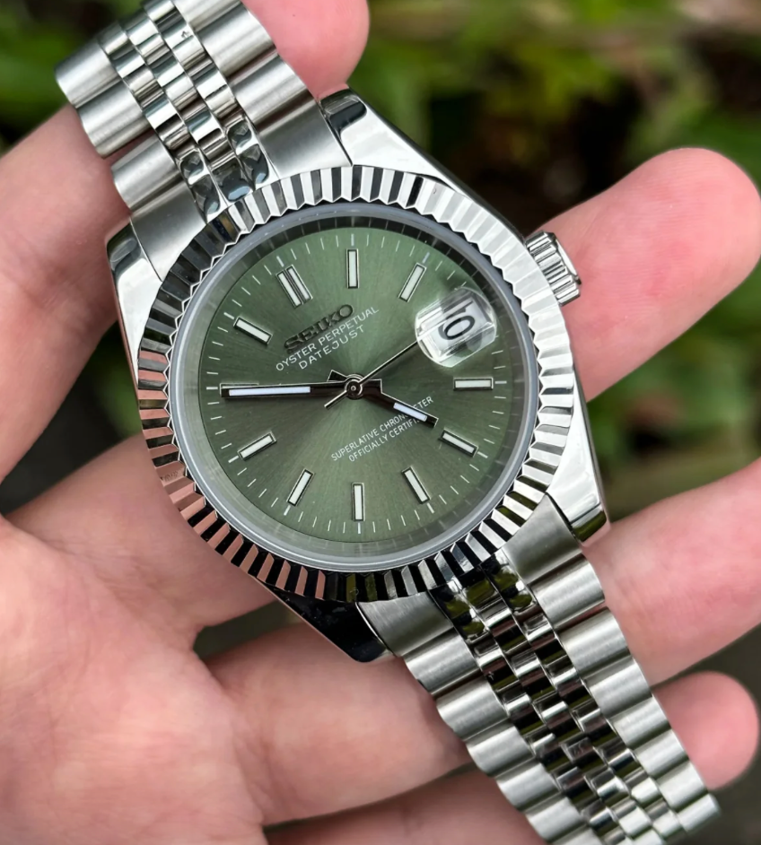 Seiko Mod Datejust | Olivgrün