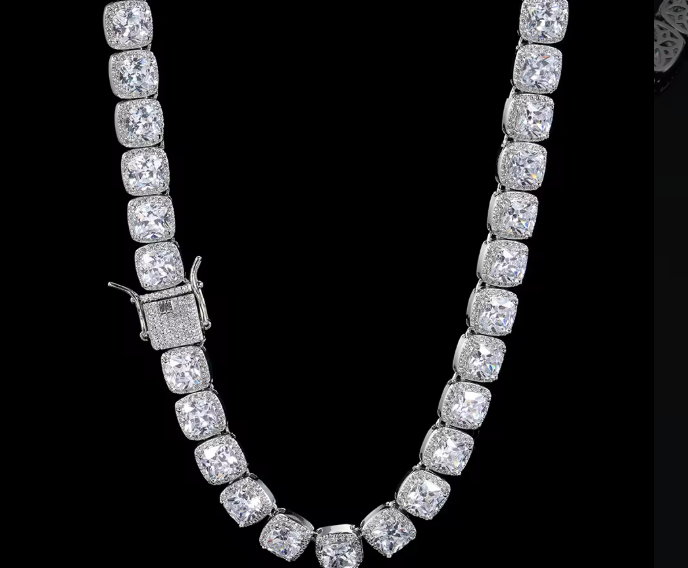 10mm Square CZ Tennis Chain Necklace