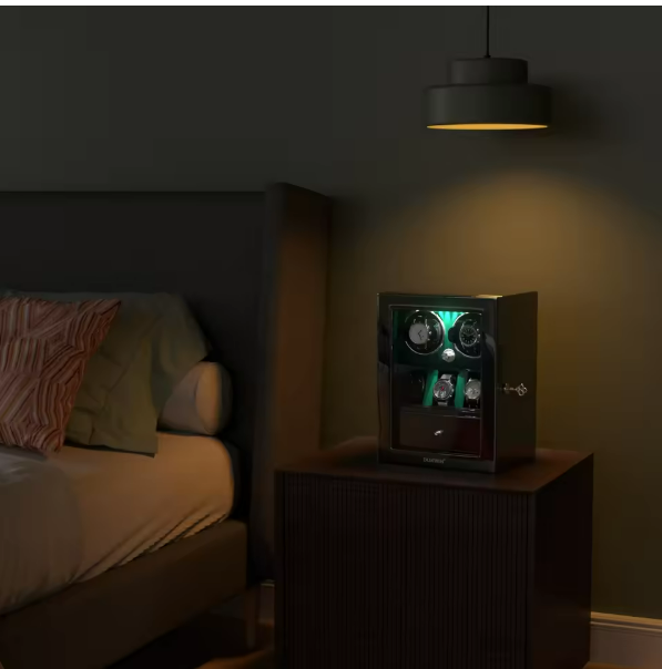 Watch Winder for 2 Watches with 3 Storage Holders, Silent Mabuchi Motor – Green