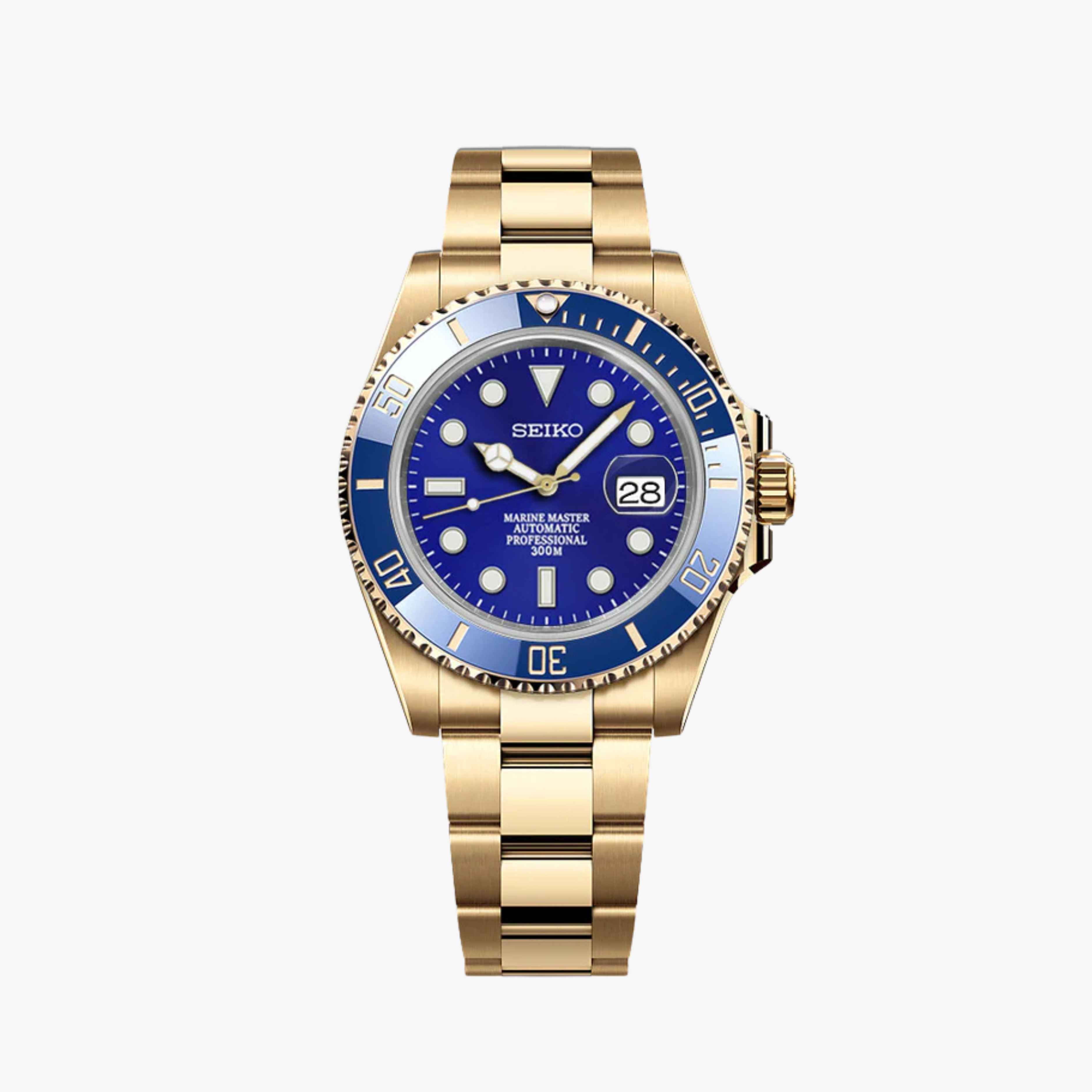 Seiko Mod Submariner | Gold Blue