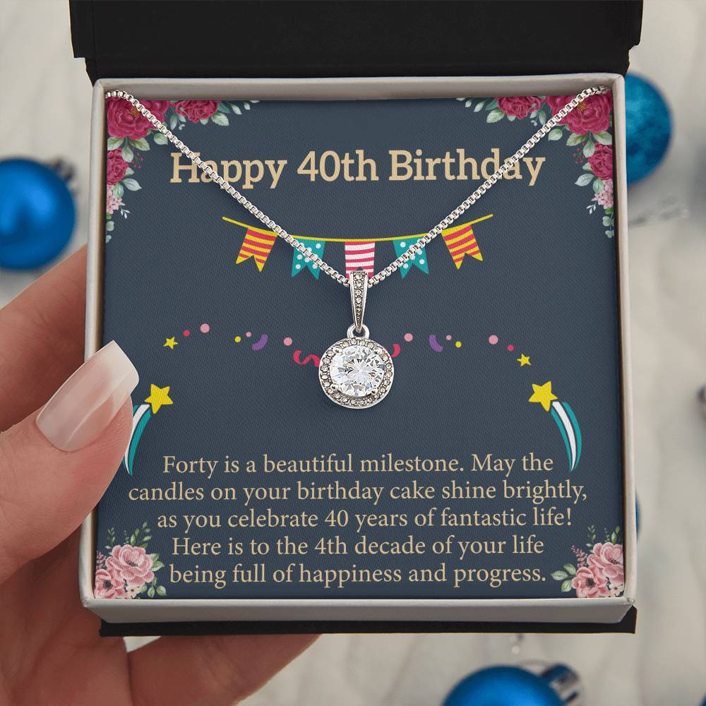 40th Birthday Message Card Necklace
