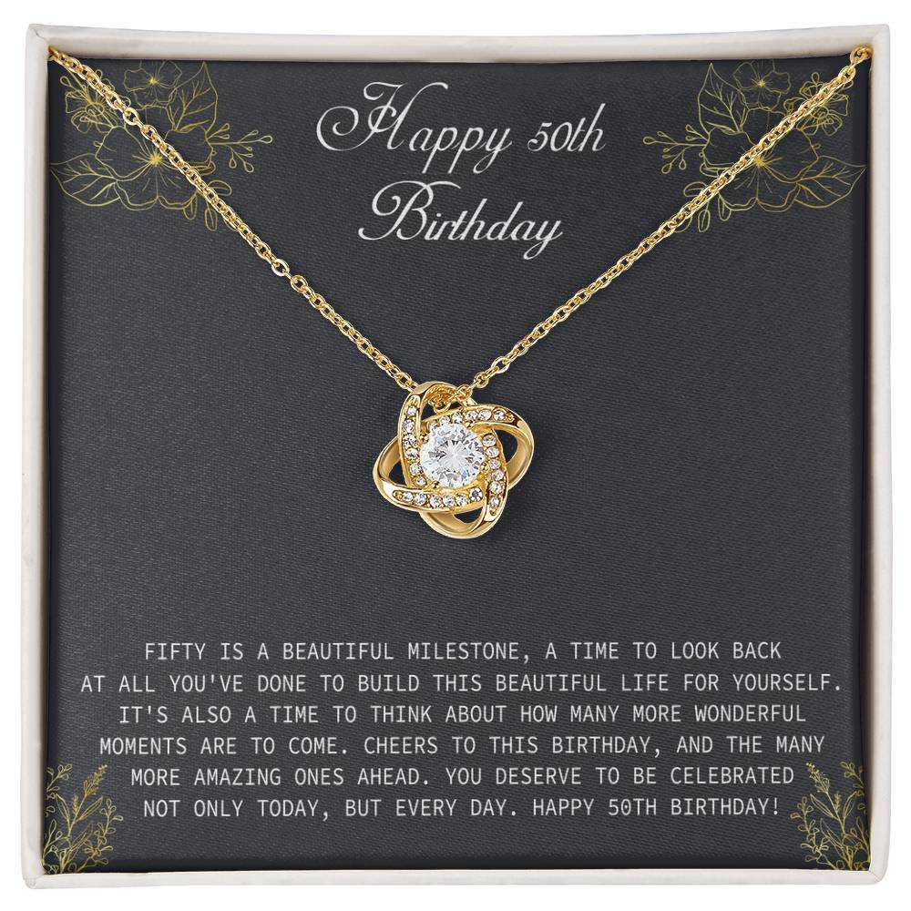 50th Birthday Message Card Necklace