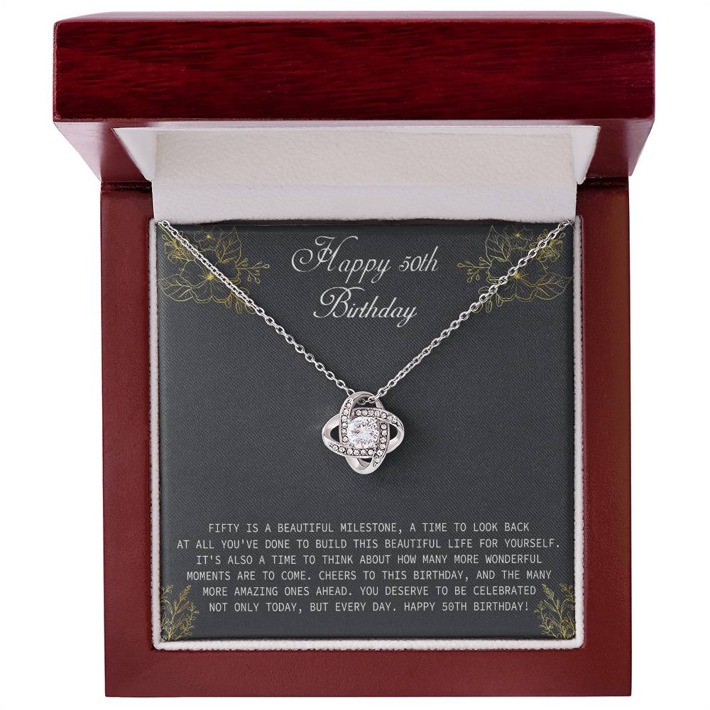 50th Birthday Message Card Necklace