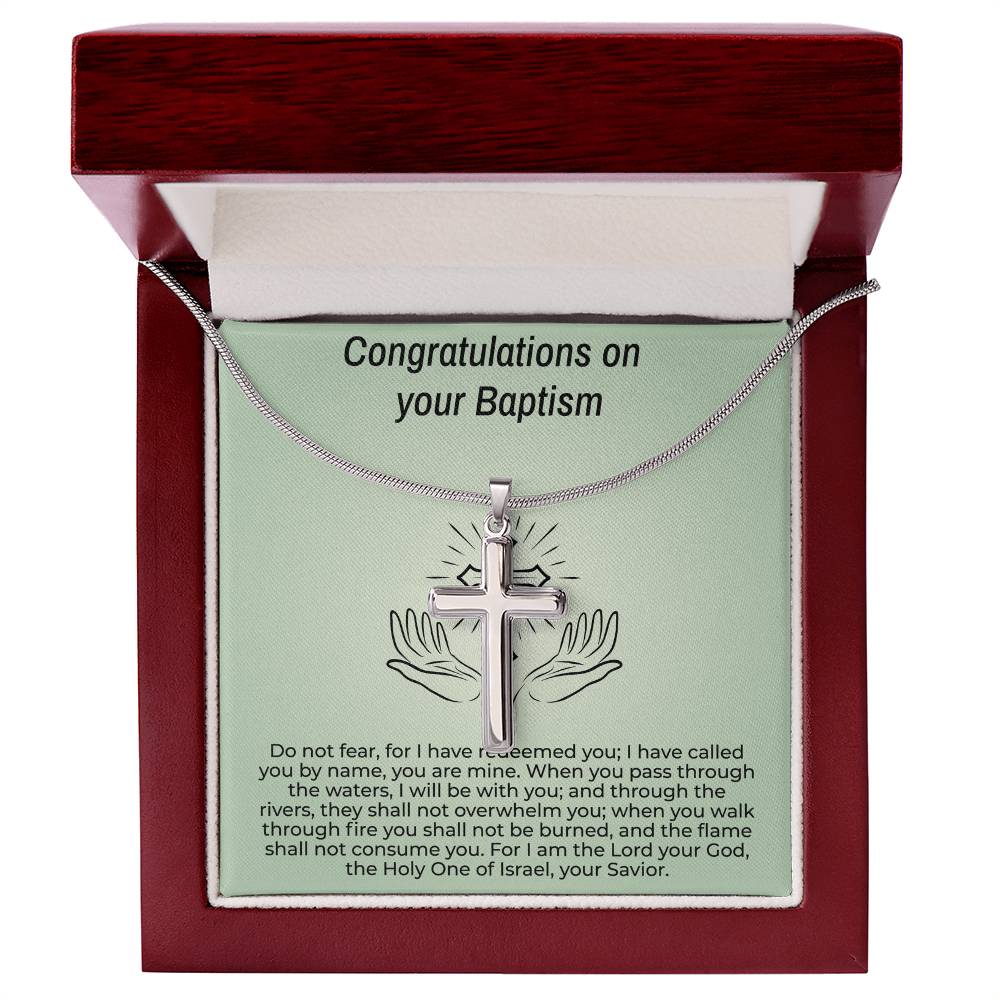 Baptism Gift Message Card Cross Necklace