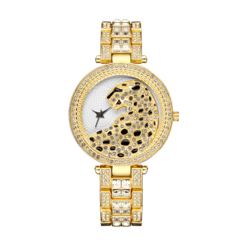 Hip Hop Fresh Jewelry hip hop jewelry Gold 18k Gold Quartz Diamond Leopard Watch