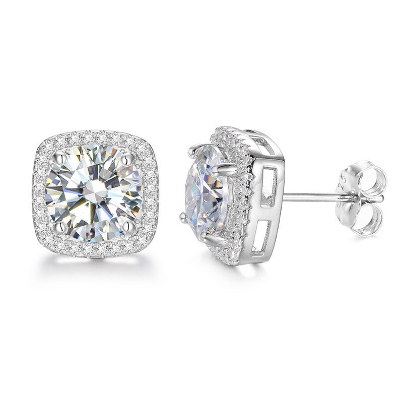 VVS Jewelry 925 Sterling Silver Moissanite Square Earrings