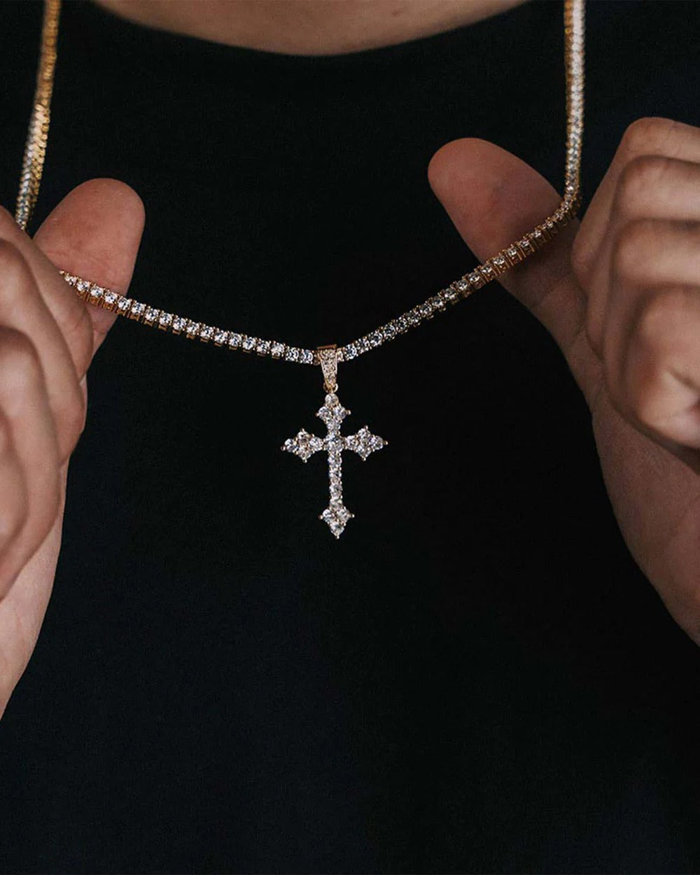 Budded Cross Moissanite Pendant