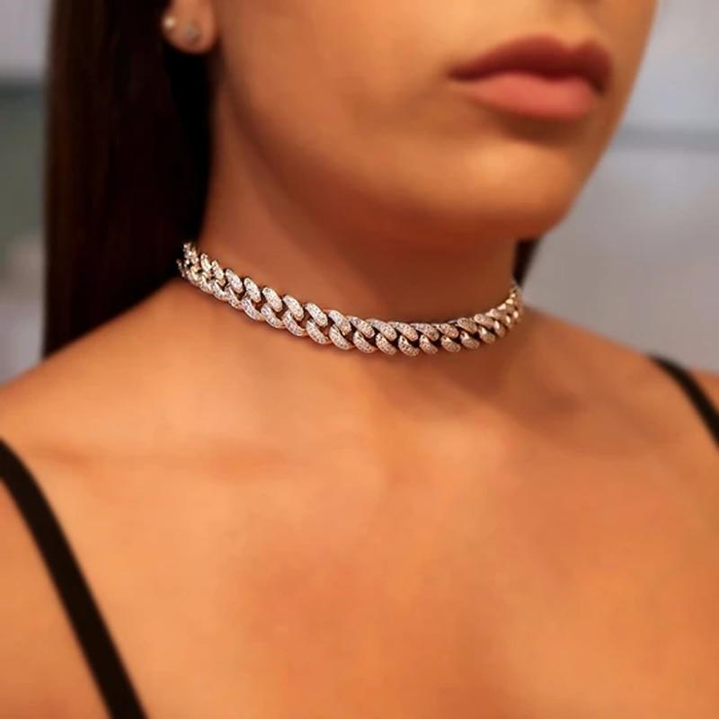 Jewelhery hip hop jewelry Cuban silver Beverly Hills Cuban Choker Necklace