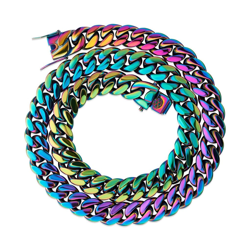 VVS Jewelry hip hop jewelry 10mm / 18inch Rainbow Miami Cuban Chain