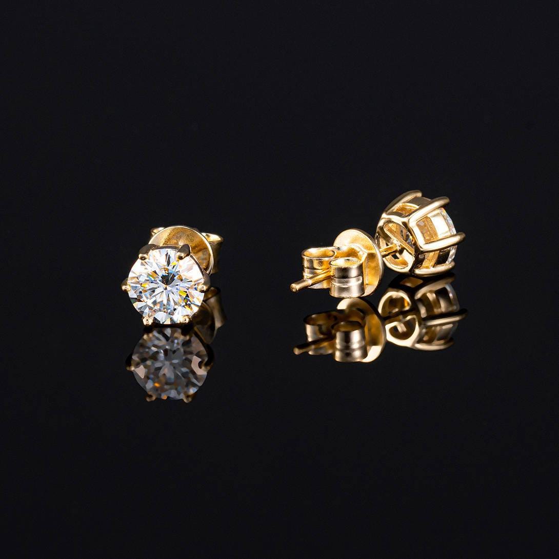 VVS Jewelry hip hop jewelry 14k Solid Gold / 5mm 925 Sterling Silver VVS 1 Carat Moissanite Stud Earrings