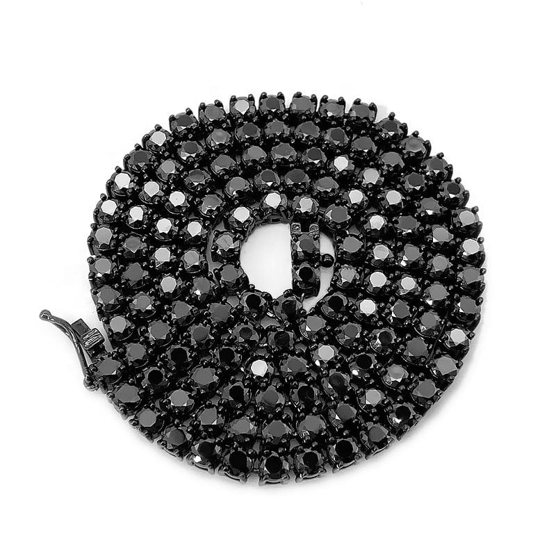 VVS Jewelry hip hop jewelry 16" VVS Jewelry 3mm Black Moissanite Diamond Stainless Steel Tennis Chain