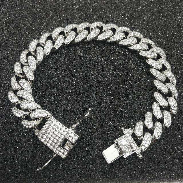 VVS Jewelry hip hop jewelry 18.5mm Silver VVS Jewelry 18k Gold Plated Cuban Bracelet