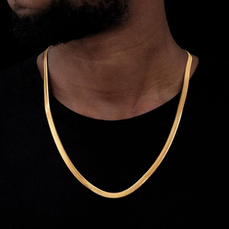 VVS Jewelry hip hop jewelry 18 Inch 6MM 18K Gold Herringbone Chain