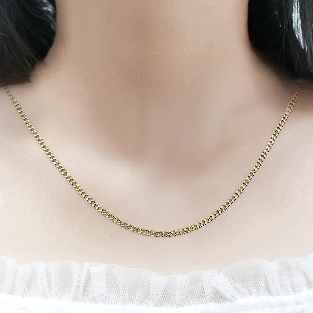 VVS Jewelry hip hop jewelry 18k Yellow Gold / 20inches 18K Real Gold 3.2mm Hollow Cuban Chain