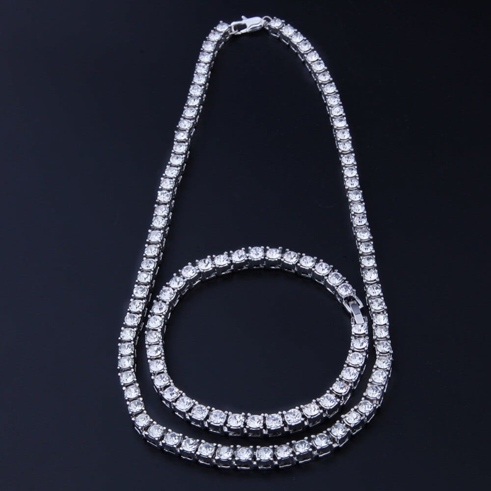 VVS Jewelry hip hop jewelry 200000162 18k Gold/Silver Tennis Chain + FREE Tennis Bracelet Bundle