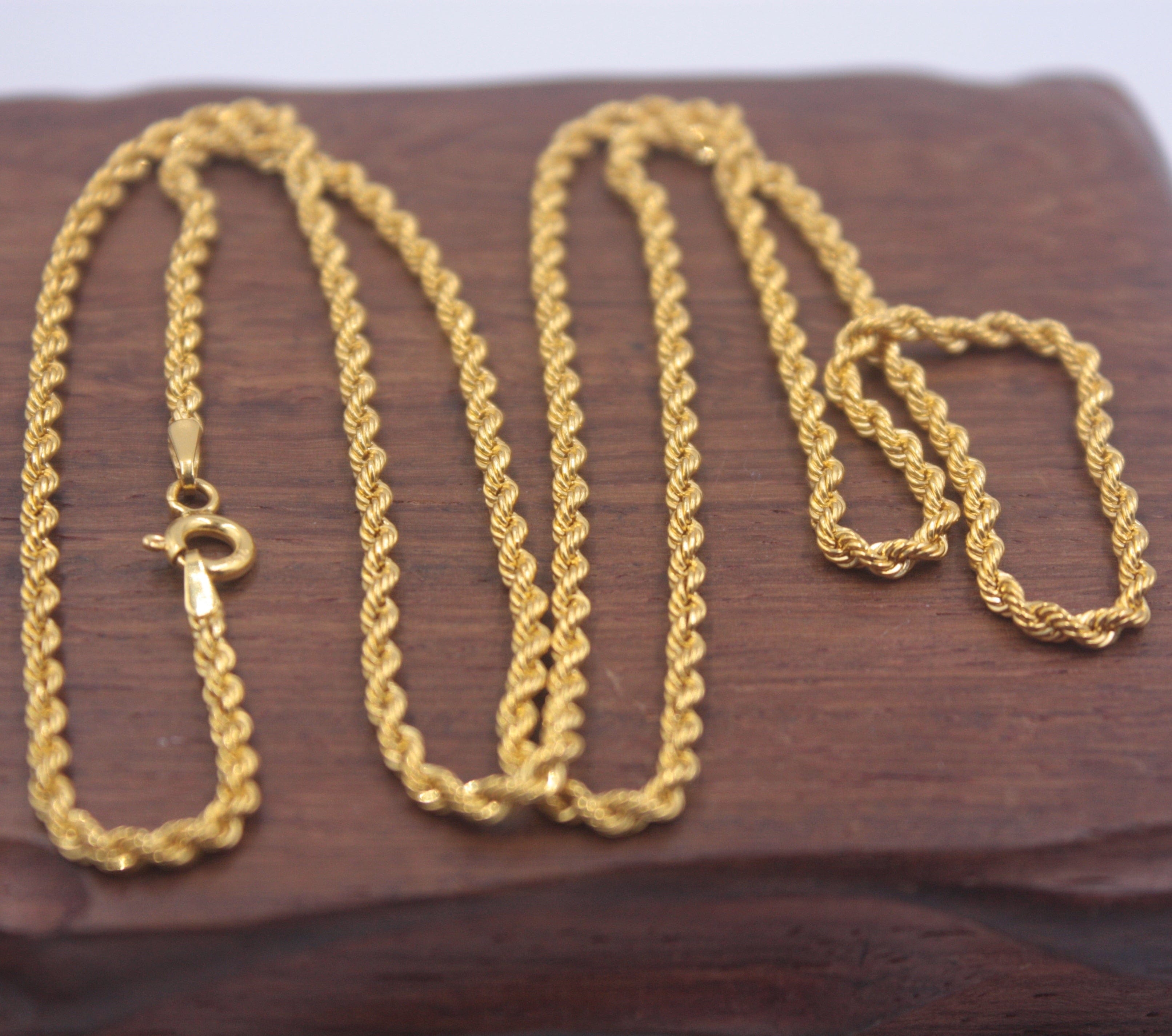 VVS Jewelry hip hop jewelry 24" Solid 18K Yellow Gold Rope Chain