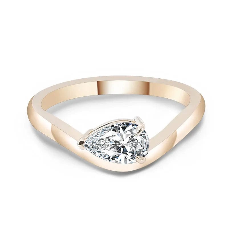 VVS Jewelry hip hop jewelry 4 / White Gold Unique Oval 1CT Pear Cut 14K Solid Gold Moissanite Engagement Ring
