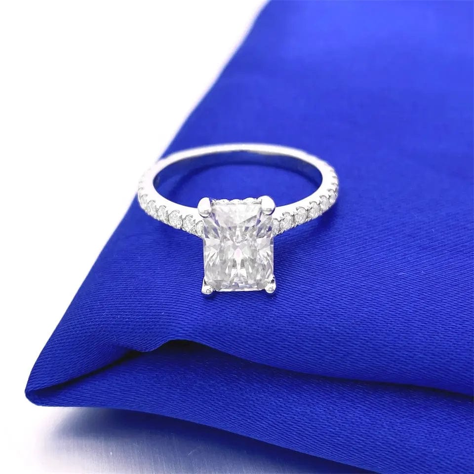 VVS Jewelry hip hop jewelry 5 / 10k Gold White Gold Square Radiant Cut 5CT Moissanite Engagement Ring