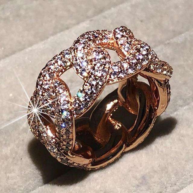 VVS Jewelry hip hop jewelry 5 / rose gold BAWS 925 Sterling Silver Cuban Link Ring