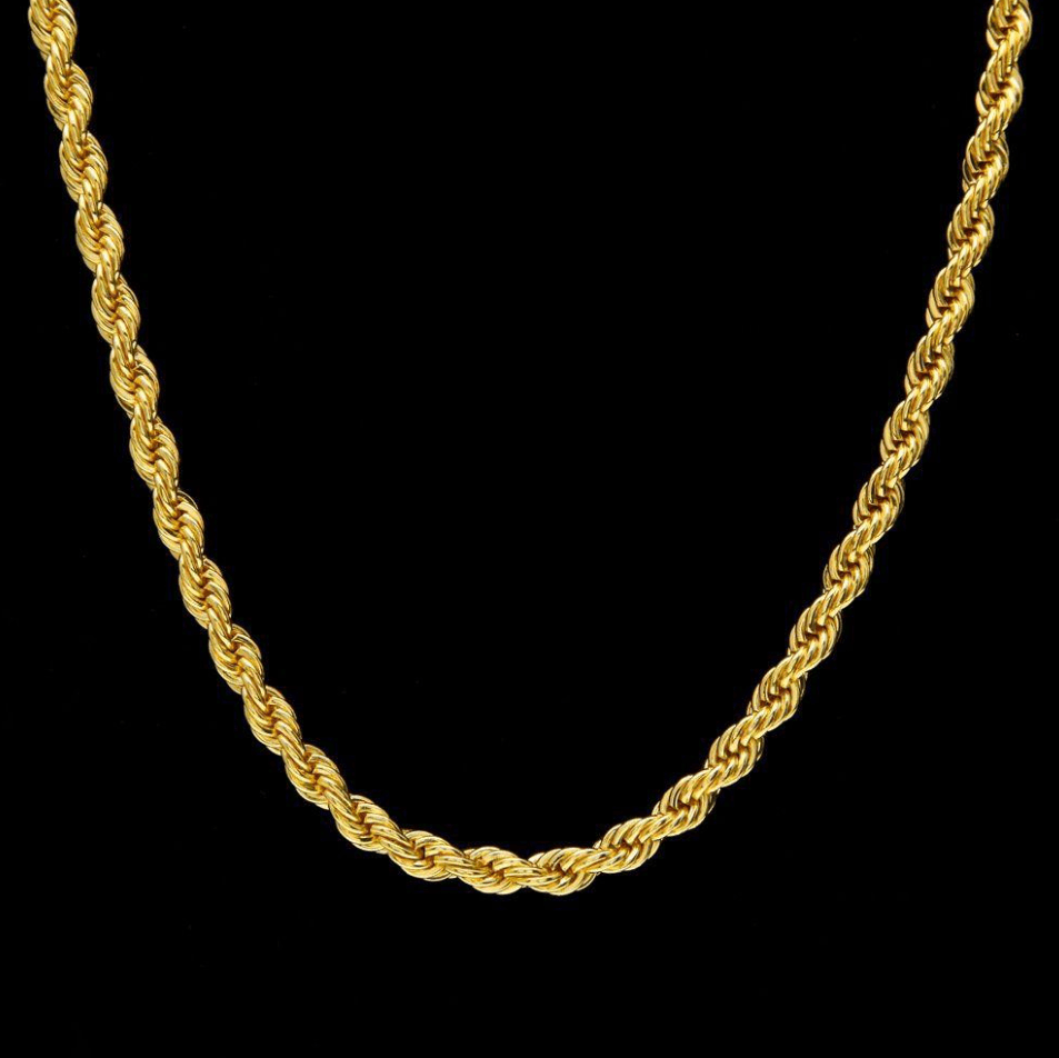 VVS Jewelry hip hop jewelry 5MM 18K Solid Gold Rope Chain