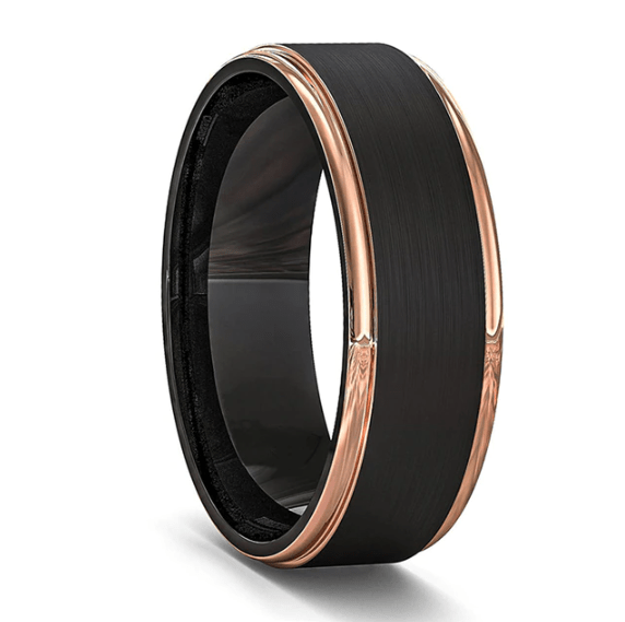 VVS Jewelry hip hop jewelry 6 8MM Black Rose Gold Tungsten Carbide Wedding Band Ring