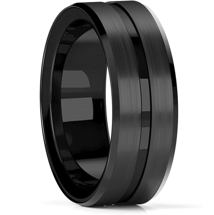 VVS Jewelry hip hop jewelry 6 All Black Tungsten Carbide 8MM Style Band Ring