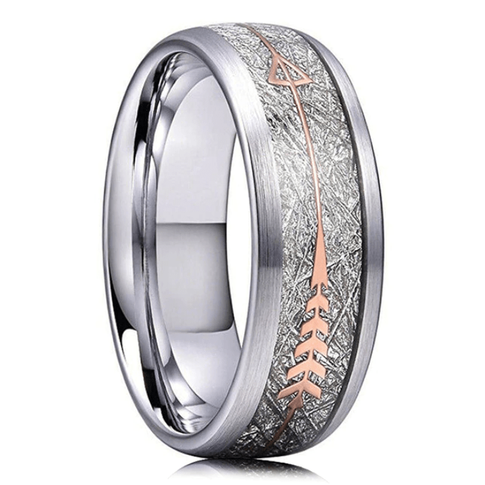 VVS Jewelry hip hop jewelry 6 Silver Rose Gold Arrow Tungsten Carbide 8MM Band Ring