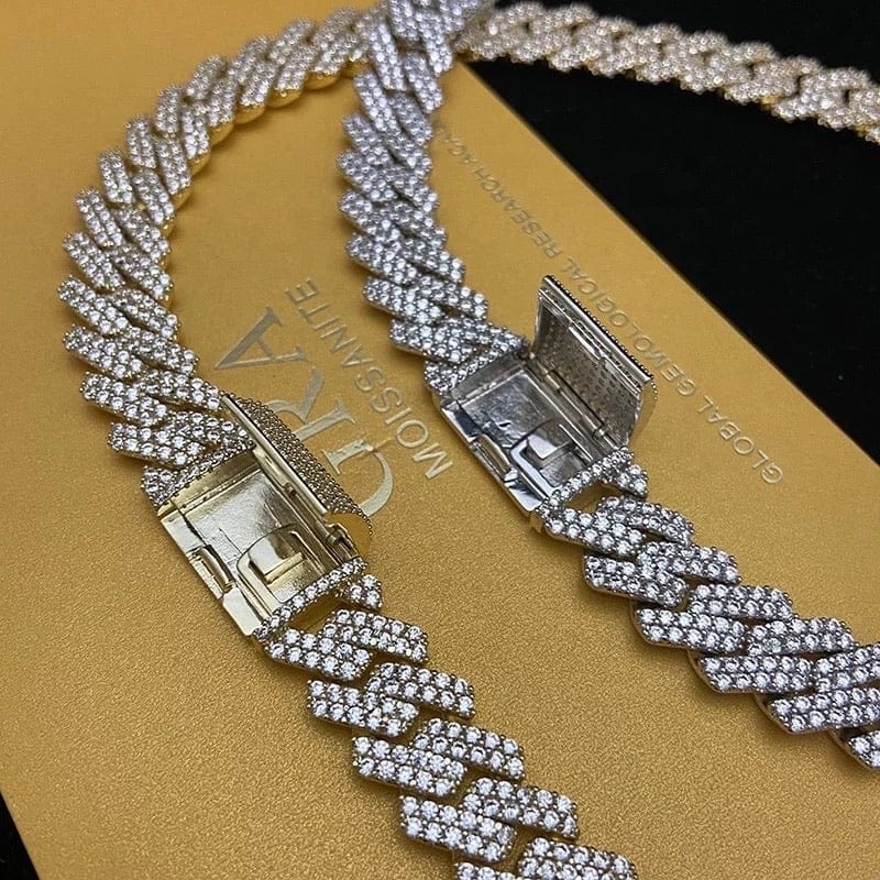 VVS Jewelry hip hop jewelry 8MM 925 Sterling Silver VVS1 Moissanite Cuban Chain