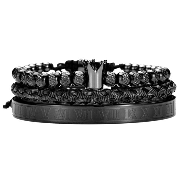 VVS Jewelry hip hop jewelry Black Sparta 3pcs Crown Bracelet