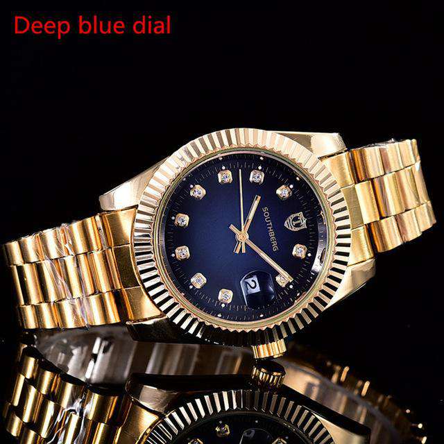 VVS Jewelry hip hop jewelry Blue Louis XII Gold Watch