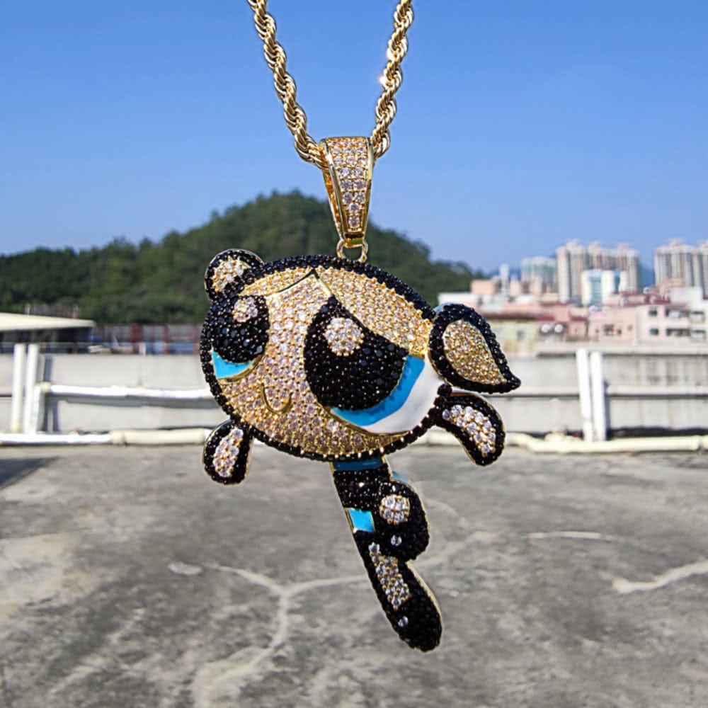 VVS Jewelry hip hop jewelry Bubbles / Gold / 18 Inch VVS Jewelry Fully Blinged Power Puff Girls Pendant Chain
