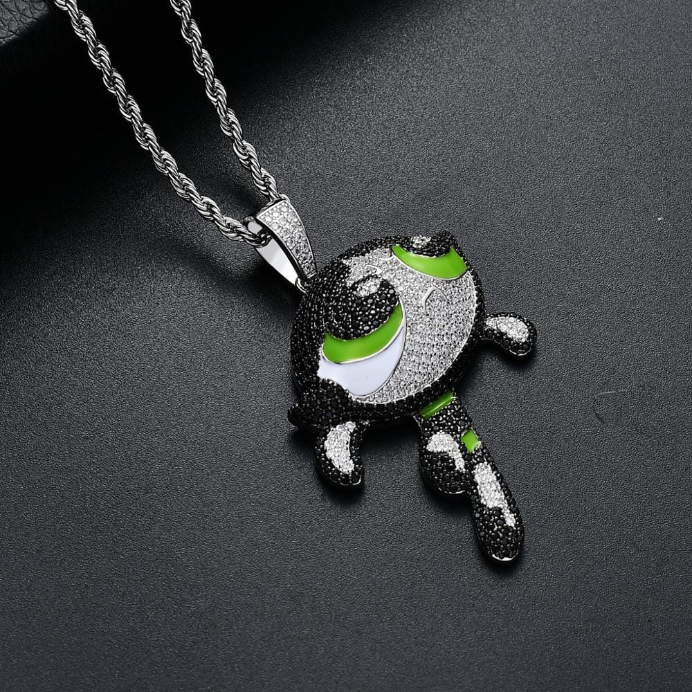 VVS Jewelry hip hop jewelry Buttercup / Silver / 18 Inch VVS Jewelry Fully Blinged Power Puff Girls Pendant Chain